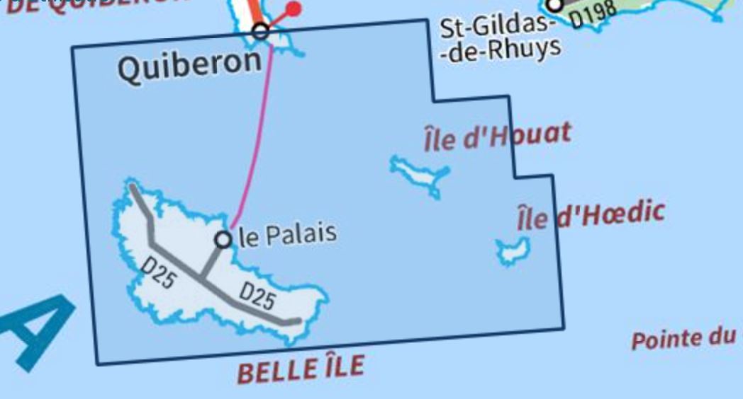 Carte TOP 25 n° 0822 OT - Belle-Ile, Ile d'Houat et d'Hoëdic | IGN carte de randonnée IGN