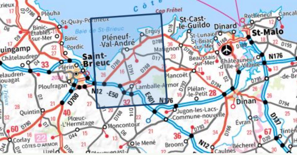 Carte TOP 25 n° 0916 ET - Erquy, le Val-André, Lamballe | IGN carte de randonnée IGN