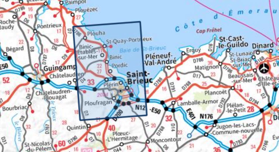 Carte TOP 25 n° 0916 OT - Saint-Brieuc | IGN carte de randonnée IGN