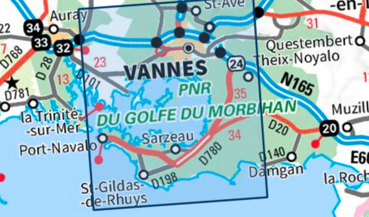 Carte TOP 25 n° 0921 OT - Vannes, Golfe du Morbihan | IGN carte pliée IGN 