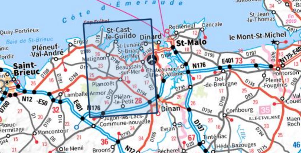 Carte TOP 25 n° 1016 ET - St-Cast-le-Guildo, Cap Fréhel | IGN carte de randonnée IGN