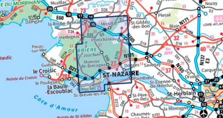 Carte TOP 25 n° 1022 ET- St-Nazaire, PNR de Brière | IGN carte pliée IGN 