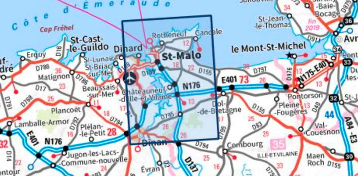 Carte TOP 25 n° 1116 ET - Saint-Malo, Dinard, Dinan | IGN carte pliée IGN 
