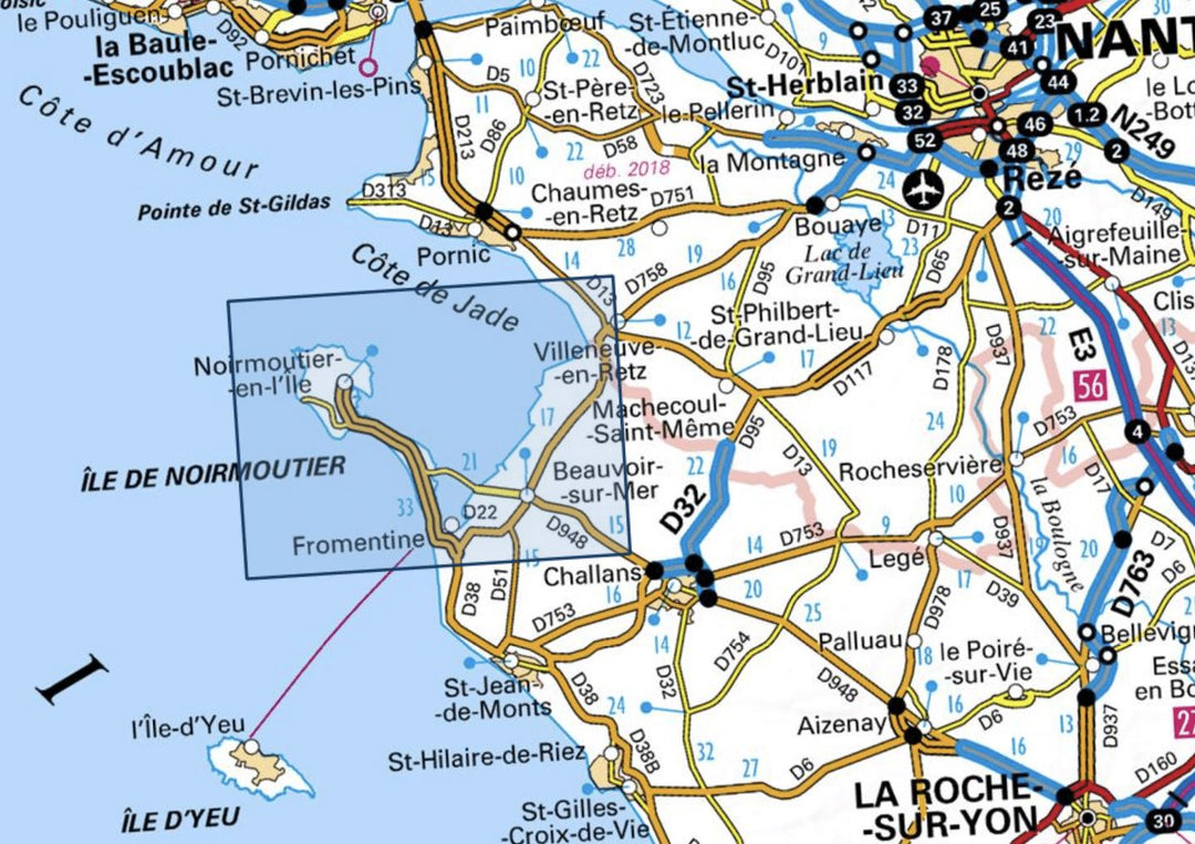 Carte TOP 25 n° 1125 OT - Ile de Noirmoutier, Beauvoir-sur-Mer, Marais Breton | IGN carte pliée IGN 