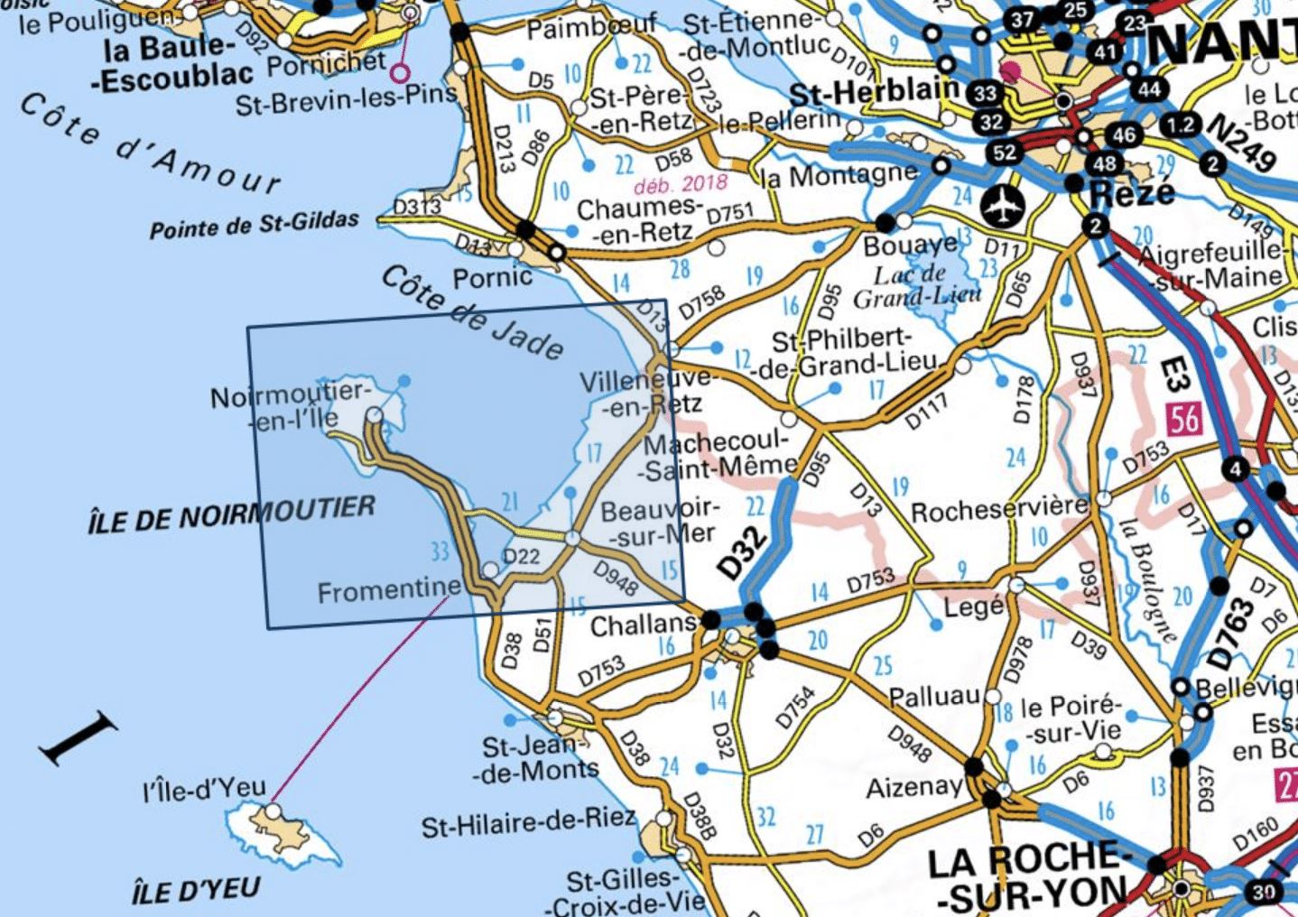 Carte TOP 25 n° 1125 OT - Ile de Noirmoutier, Beauvoir-sur-Mer, Marais Breton | IGN carte de randonnée IGN