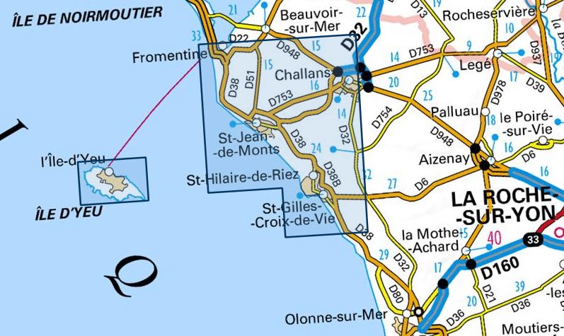 Carte TOP 25 n° 1126 OT - Ile d'Yeu, St-Gilles-Croix-de-Vie & Saint-Jean-de-Monts | IGN carte de randonnée IGN