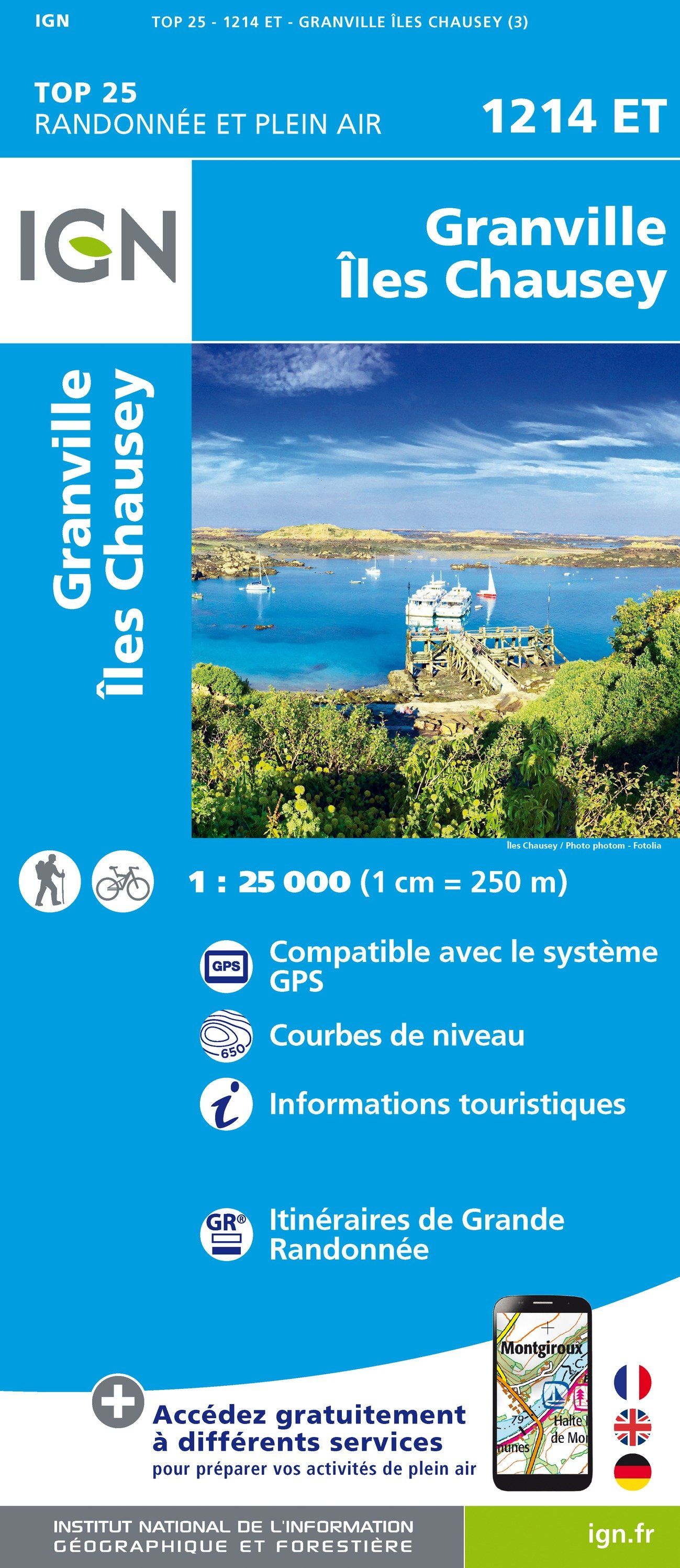 Carte TOP 25 n° 1214 ET - Granville, Coutances, Iles Chausey | IGN carte de randonnée IGN