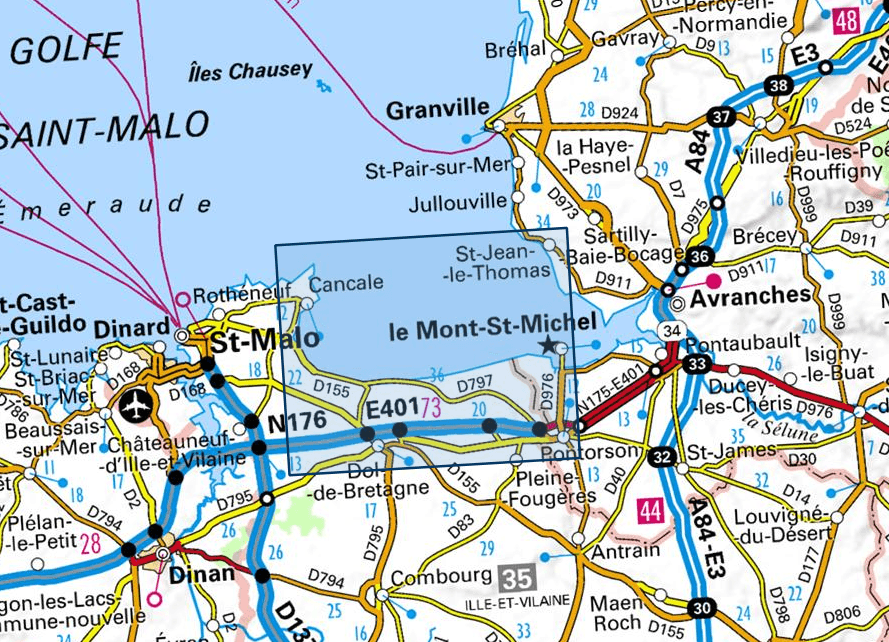 Carte TOP 25 n° 1215 OT - Le Mont-St-Michel, Dol-de-Bretagne | IGN carte de randonnée IGN