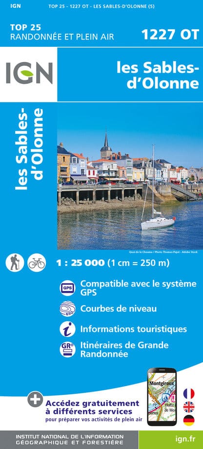 Carte TOP 25 n° 1227 OT - Les Sables-d'Olonne | IGN carte pliée IGN 
