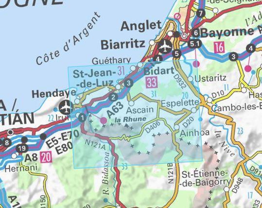 Carte TOP 25 n° 1245 OT - Hendaye & St Jean de Luz | IGN carte de randonnée IGN