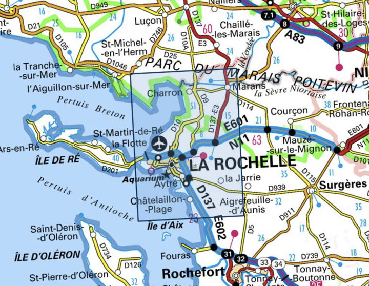 Carte TOP 25 n° 1329 ET - La Rochelle, Anse de l'Aiguillon | IGN carte pliée IGN 