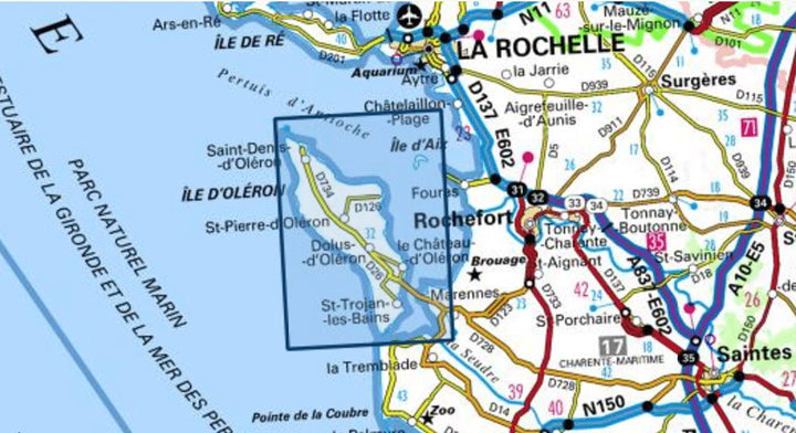 Carte TOP 25 n° 1330 OT - Ile d'Oléron & Ile d'Aix | IGN carte pliée IGN 