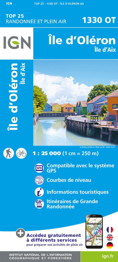 Carte TOP 25 n° 1330 OT - Ile d'Oléron & Ile d'Aix | IGN carte de randonnée IGN Default Title