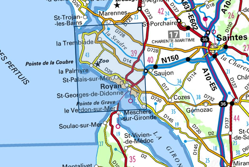 Carte TOP 25 n° 1332 ET - Royan, Forêt de la Coubre | IGN carte de randonnée IGN