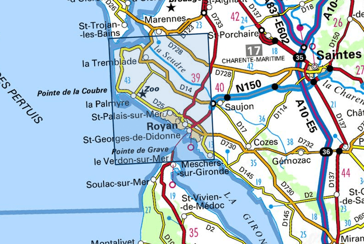 Carte TOP 25 n° 1332 ET - Royan, Forêt de la Coubre | IGN carte pliée IGN 