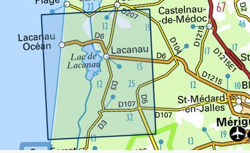 Carte TOP 25 n° 1336 ET - Lac de Lacanau & Le Porge | IGN carte de randonnée IGN