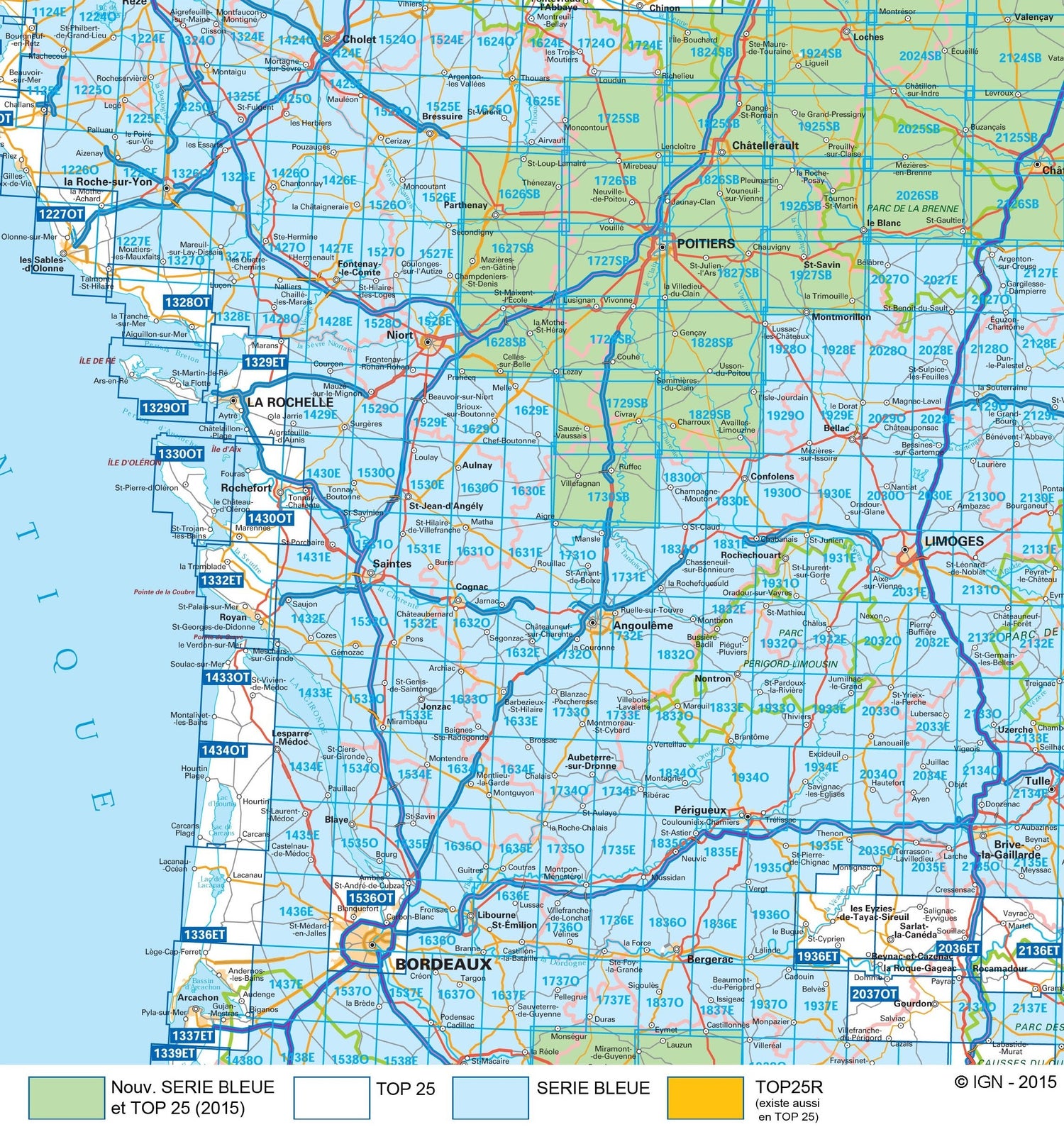 Carte TOP 25 n° 1336 ET - Lac de Lacanau & Le Porge | IGN carte de randonnée IGN