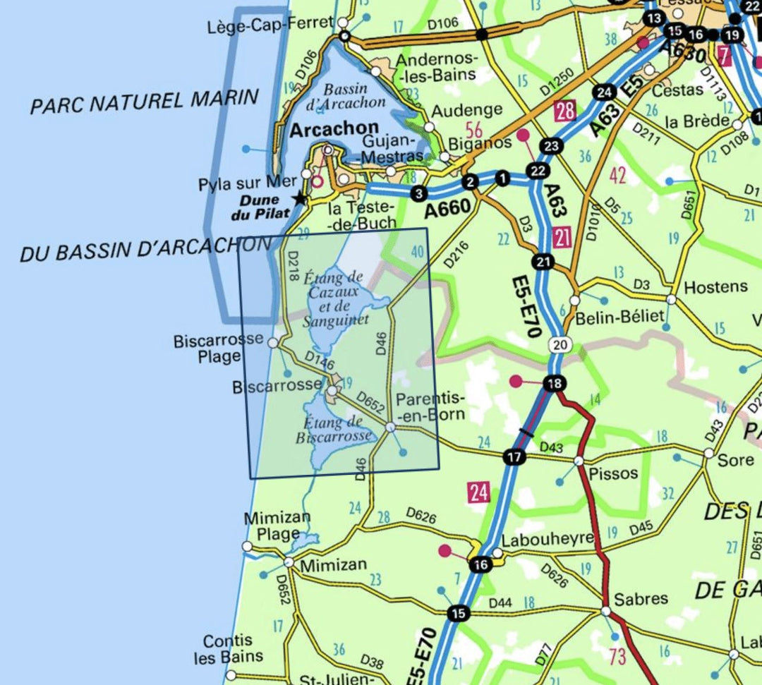 Carte TOP 25 n° 1339 ET - Lacs de Biscarosse, Sanguinet & Parentis | IGN carte pliée IGN 