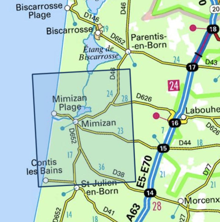 Carte TOP 25 n° 1340 ET - Mimizan, Lac d'Aureilhan | IGN carte pliée IGN 