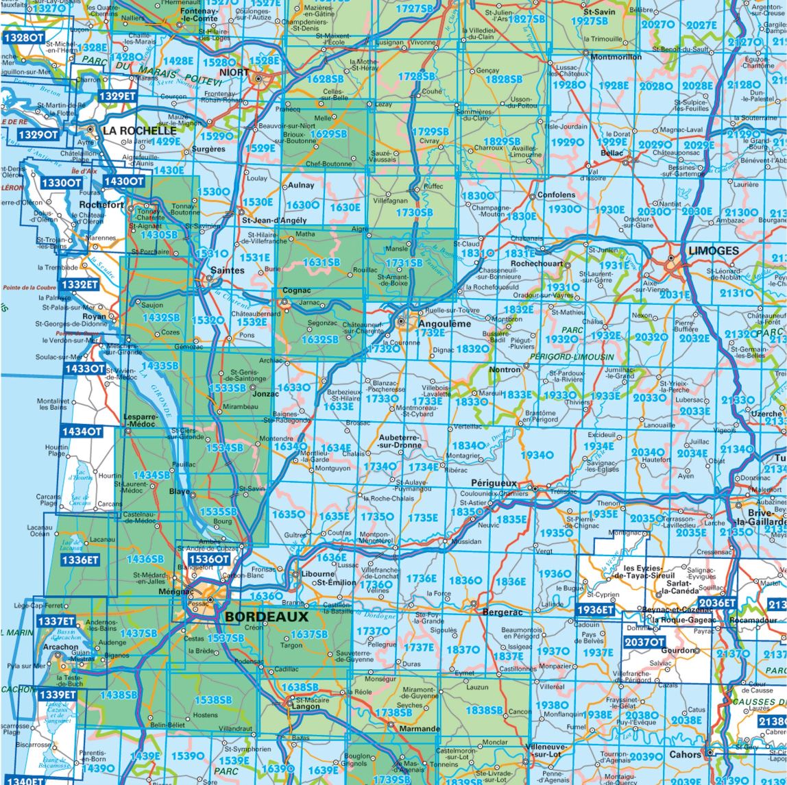 Carte TOP 25 n° 1343 OT - Capbreton, Vieux Boucau, Soustons (Landes) | IGN carte de randonnée IGN