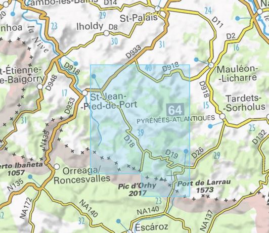 Carte TOP 25 n° 1346 ET - Forêt d'Iraty & Pic d'Orhy (Pyrénées) | IGN carte de randonnée IGN