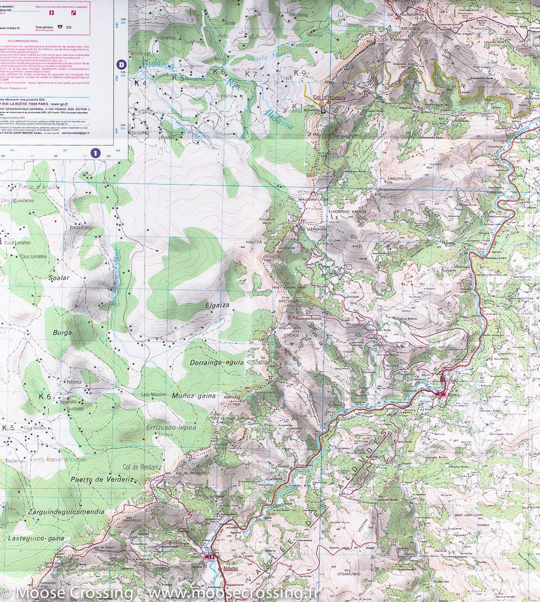 Carte TOP 25 n° 1346 OT - St Jean-Pied-de-Port, St-Etienne-de-Baïgorry (Vallée des Aldudes, Pyrénées) | IGN carte de randonnée IGN