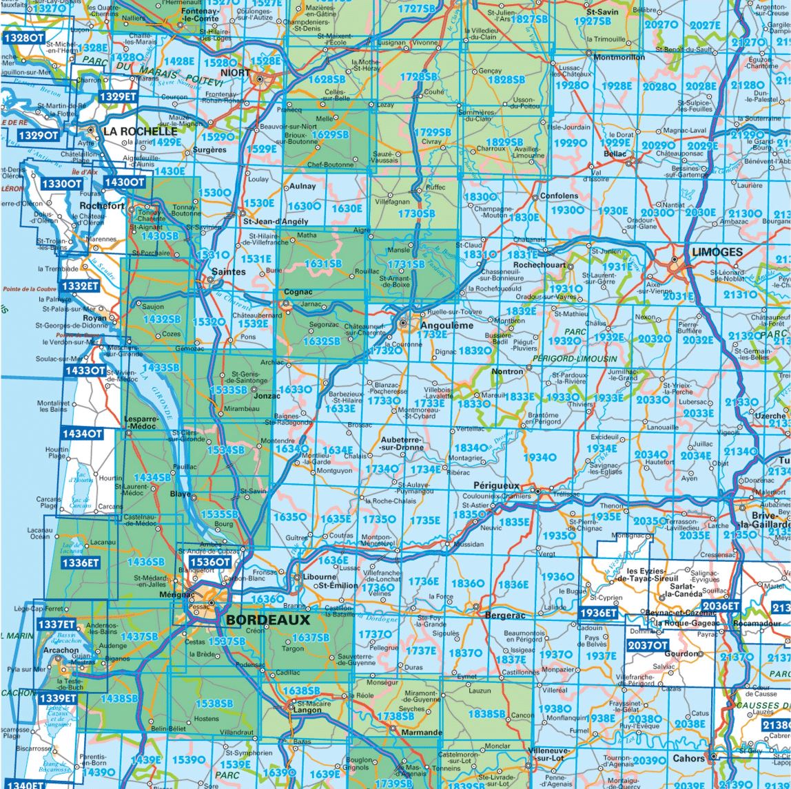 Carte TOP 25 n° 1430 OT - Rochefort & Marennes | IGN carte de randonnée IGN