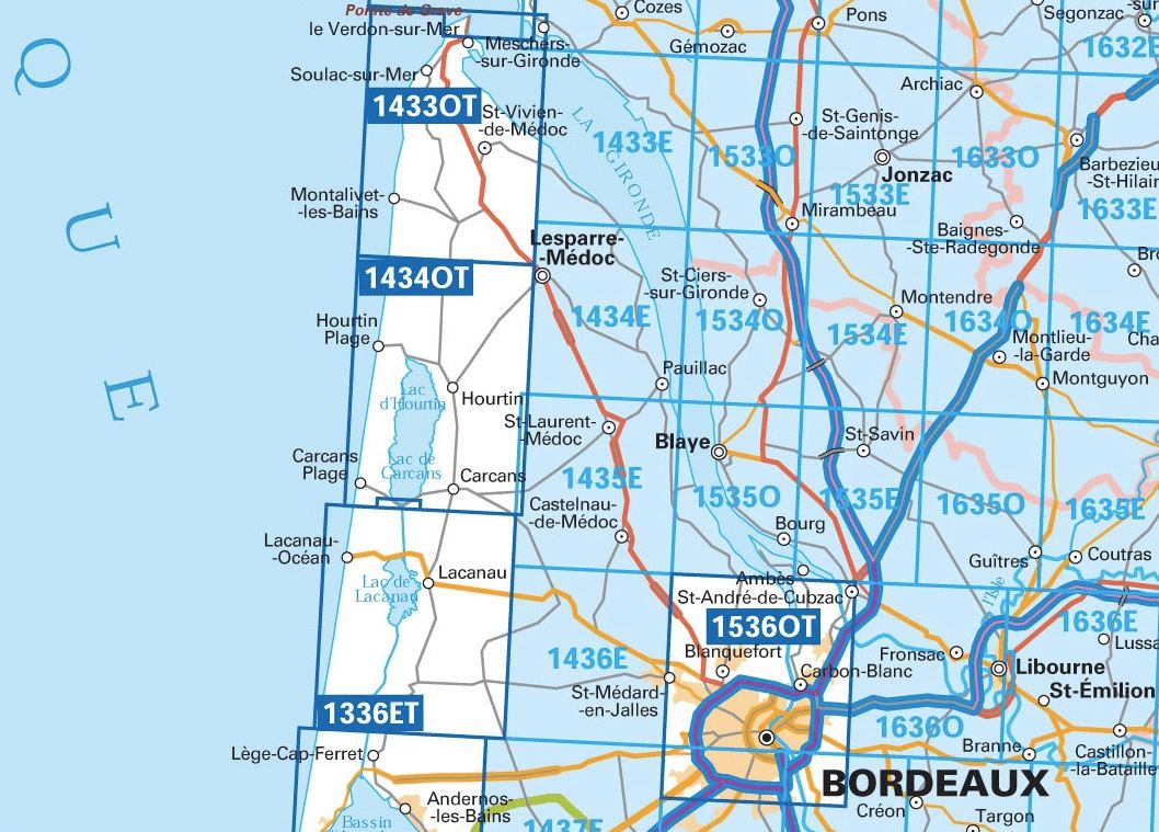 Carte TOP 25 n° 1434 OT - Hourtin (lac d'Hourtin & lac de Carcans) | IGN carte de randonnée IGN