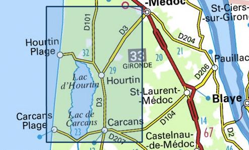 Carte TOP 25 n° 1434 OT - Hourtin (lac d'Hourtin & lac de Carcans) | IGN carte de randonnée IGN