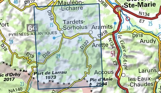 Carte TOP 25 n° 1446 ET - Tardets-Sorholus, Arette & La Pierre St Martin (Pyrénées) | IGN carte de randonnée IGN