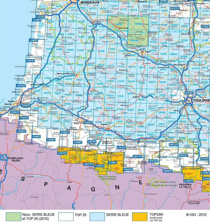 Carte TOP 25 n° 1446 ET - Tardets-Sorholus, Arette & La Pierre St Martin (Pyrénées) | IGN carte pliée IGN 