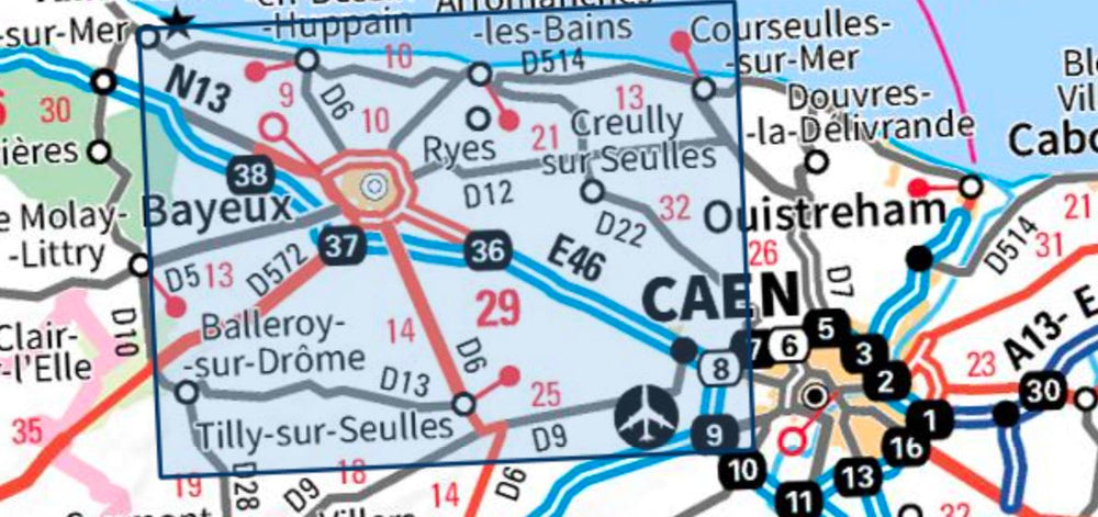 Carte TOP 25 n° 1512 OT - Bayeux, Arromanches-les-Bains, Plages du Débarquement | IGN carte pliée IGN 