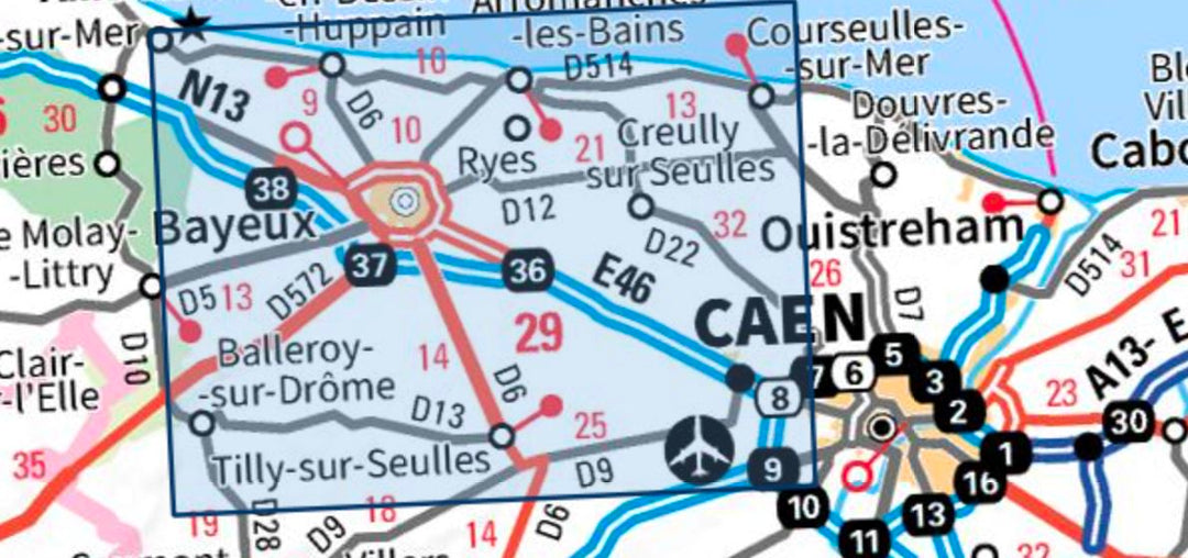 Carte TOP 25 n° 1512 OT - Bayeux, Arromanches-les-Bains, Plages du Débarquement | IGN carte pliée IGN 