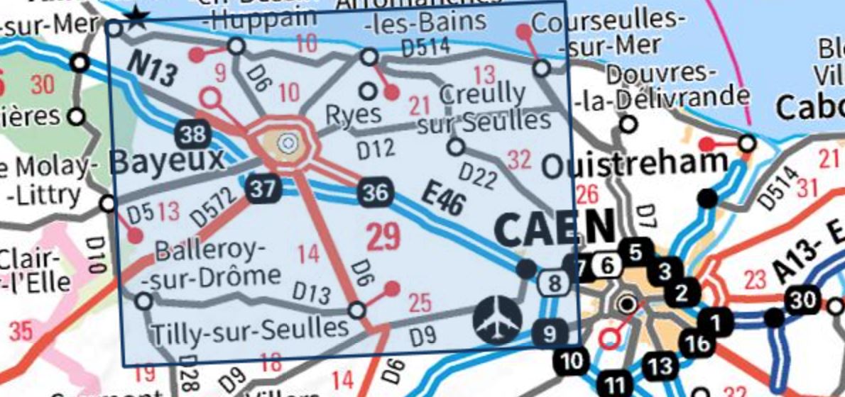 Carte TOP 25 n° 1512 OT - Bayeux, Arromanches-les-Bains, Plages du Débarquement | IGN carte de randonnée IGN