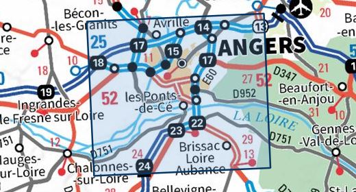 Carte TOP 25 n° 1522 ET - Angers | IGN carte de randonnée IGN