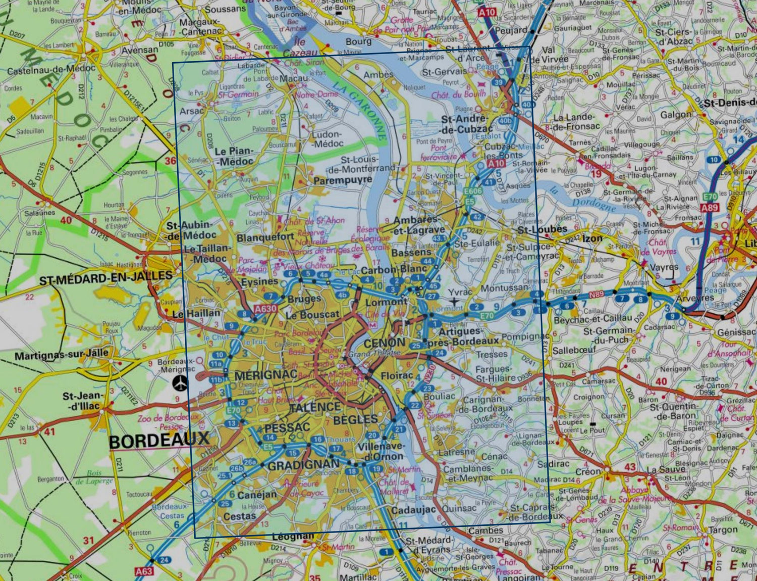 Carte TOP 25 n° 1536 OT - Bordeaux, Sud Médoc | IGN carte de randonnée IGN