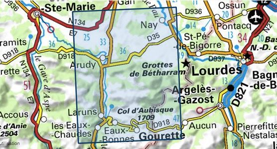 Carte TOP 25 n° 1546 ET - Laruns, Gourette (Vallée d'Ossau, Pyrénées) | IGN carte pliée IGN 