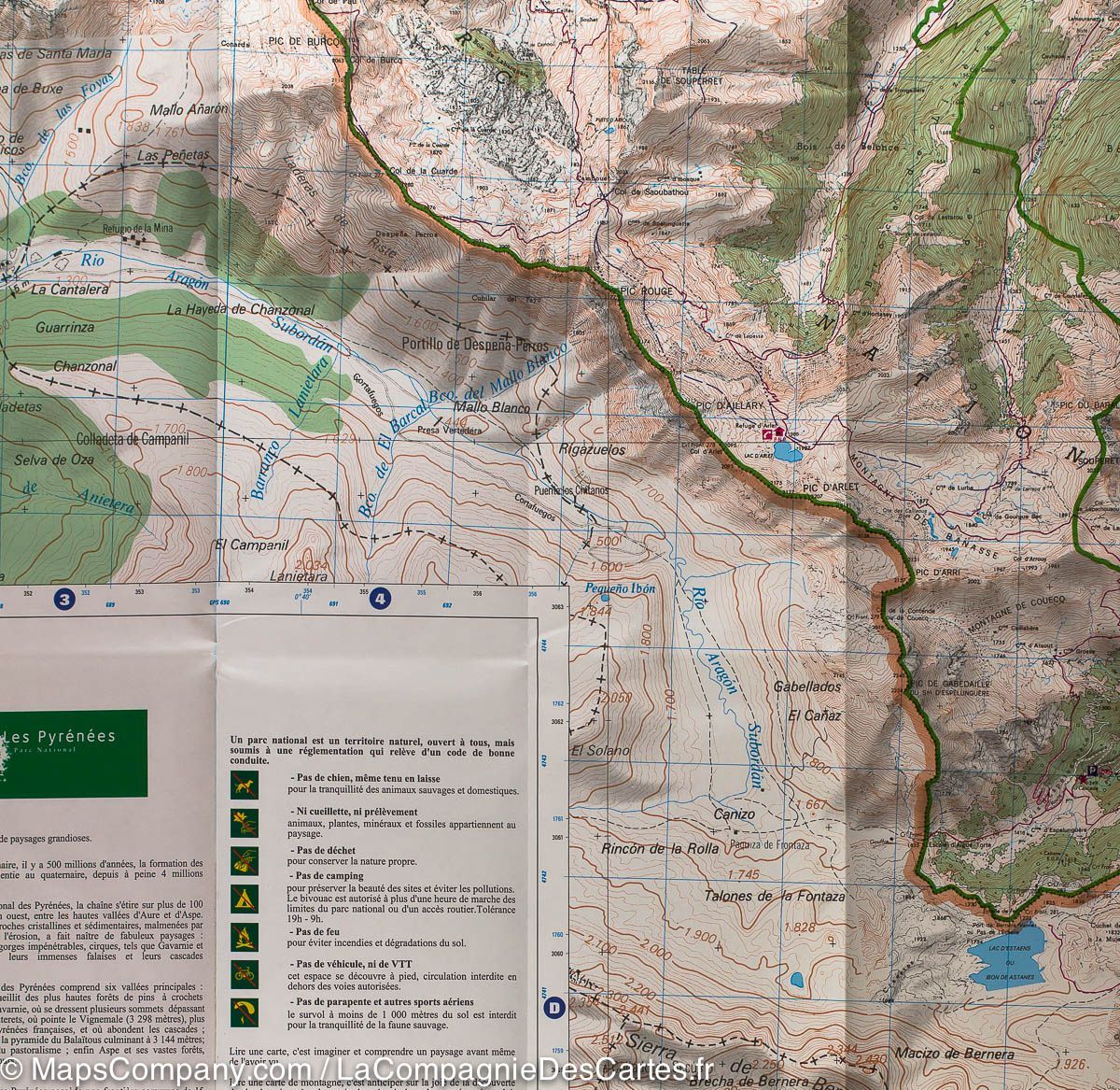 Carte TOP 25 n° 1547 OT - Vallée d'Ossau & Vallée d'Aspe (PN des Pyrénées) | IGN carte de randonnée IGN