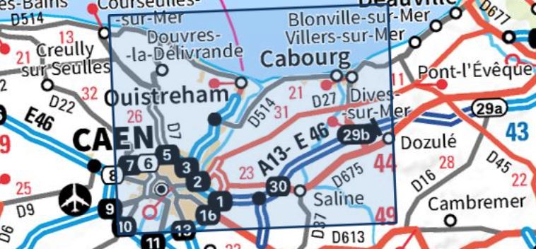Carte TOP 25 n° 1612 OT - Caen, Ouistreham, Plages du Débarquement | IGN carte de randonnée IGN