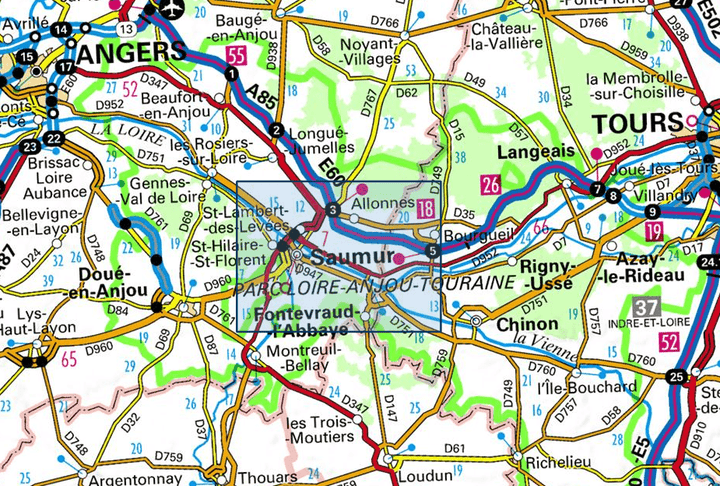 Carte TOP 25 n° 1623 ET - Saumur, Bourgueil, Fontevraud-l'Abbaye | IGN carte pliée IGN 