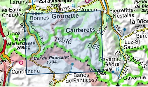 Carte TOP 25 n° 1647 OT - Vignemale, Ossau, Arrens, Cauterets (PN des Pyrénées) | IGN carte de randonnée IGN