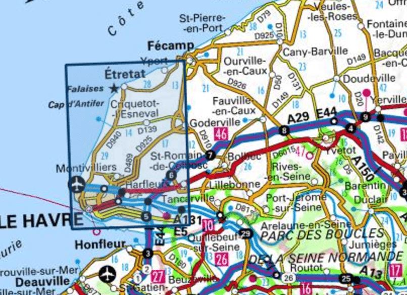 Carte TOP 25 n° 1710 ET- Le Havre, Étretat & PNR des Boucles de la Seine Normande | IGN carte de randonnée IGN
