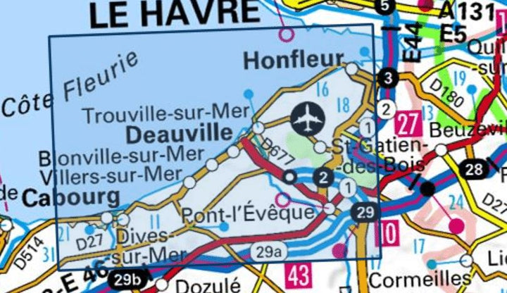 Carte TOP 25 n° 1711 OT - Honfleur, Deauville, Cabourg, Trouville-sur-Mer | IGN carte pliée IGN 