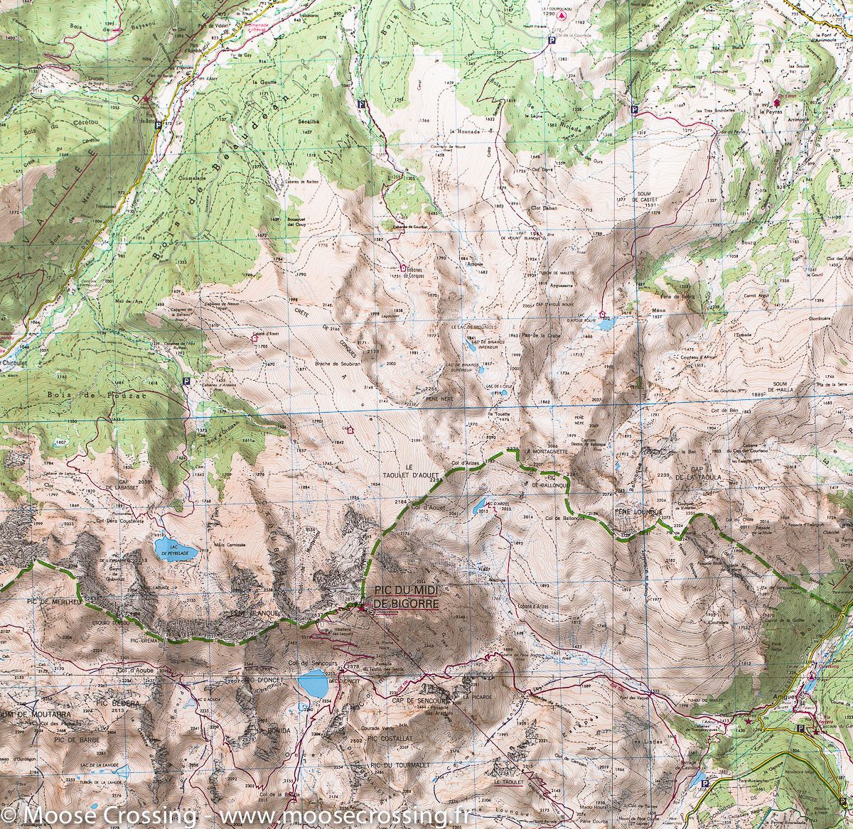 Carte TOP 25 n° 1747 ET - Bagnères de Bigorre, Pic du Midi de Bigorre, Vallée de Campan (Pyrénées) | IGN carte de randonnée IGN