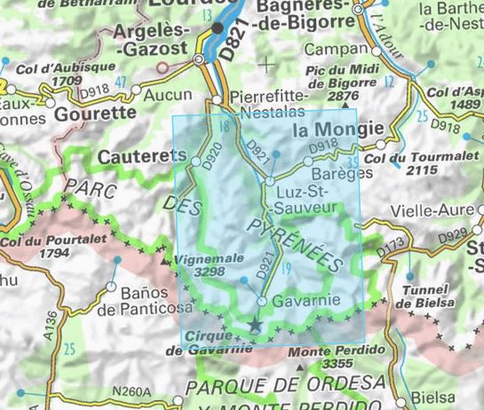 Carte TOP 25 n° 1748 OT - Gavarnie & Luz St Sauveur (Pyrénées) IGN carte de randonnée IGN