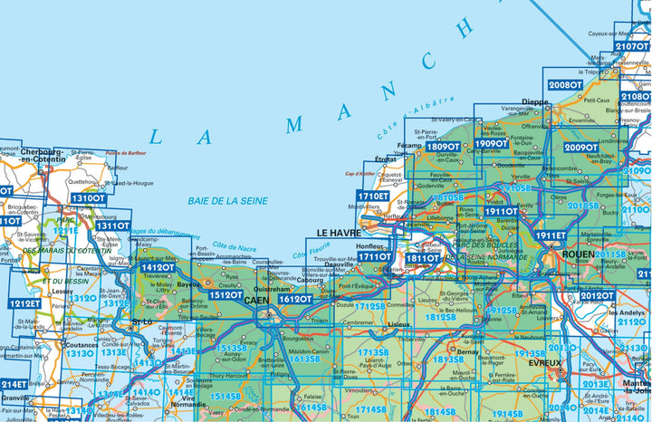 Carte TOP 25 n° 1809 OT - Fécamp, St-Valery-en-Caux  &amp; Côte d'Albâtre | IGN - La Compagnie des Cartes