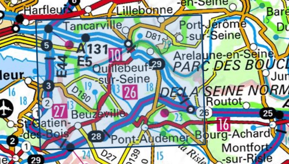 Carte TOP 25 n° 1811 OT - Pont-Audemer, Tancarville & PNR des Boucles de la Seine Normande | IGN carte de randonnée IGN