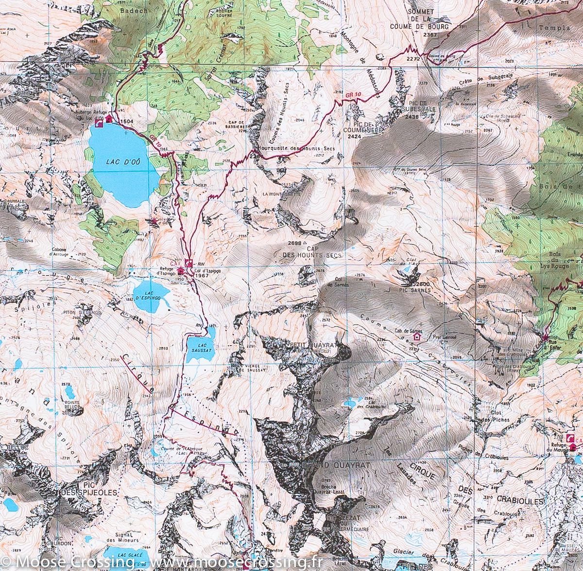 Carte TOP 25 n° 1848 OTR (résistante) - Bagnères-de-Luchon & Lac d'Oô (Pyrénées) | IGN carte de randonnée IGN
