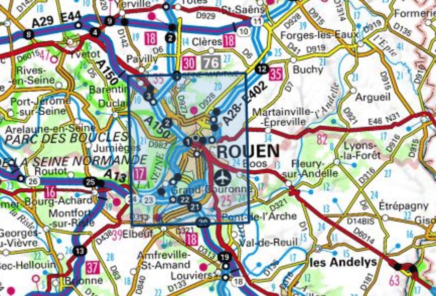 Carte TOP 25 n° 1911 ET - Rouen, Forêts Rouennaises & PNR des Boucles de la Seine Normande | IGN carte de randonnée IGN