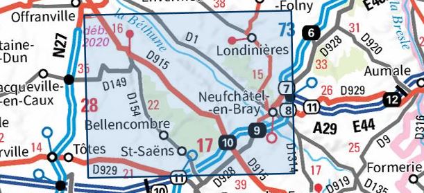 Carte TOP 25 n° 2009 OT - Forêt d'Eawy, Neufchâtel-en-Bray | IGN carte pliée IGN 